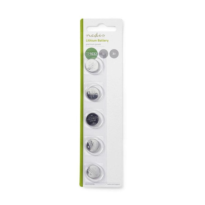 Hovedbilde Knappcellebatteri - Lithium - 3V DC - 5 stk i pakke