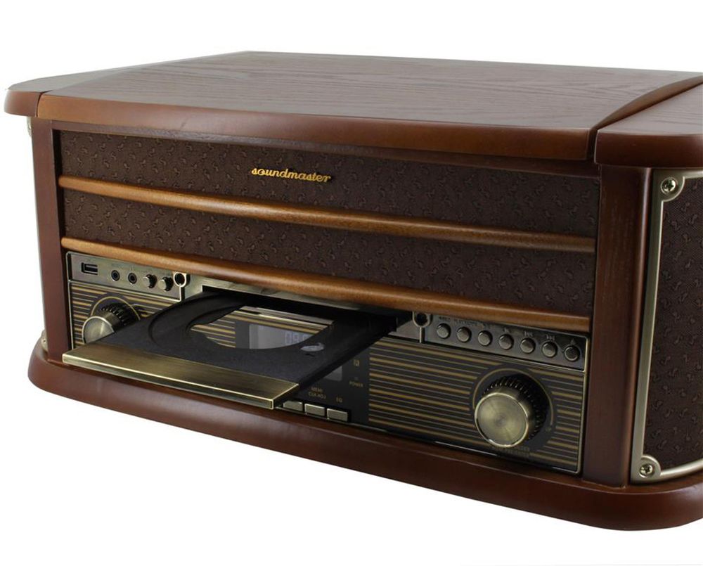 Soundmaster Retro Stereo m/ Platespiller, DAB+, CD og Kassettspiller - Soundmaster NR565DAB