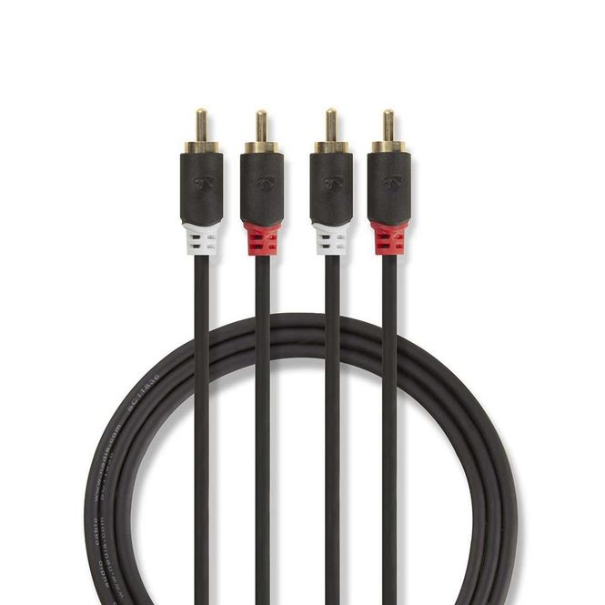 Hovedbilde Stereo Lydkabel RCA-Hann til RCA-Hann 1 meter Gold Plated - ...