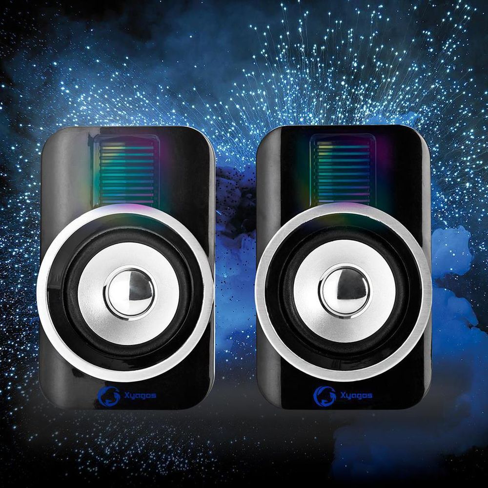 PC-Høyttalere - Spillhøyttalere - 2.0 - RGB-Lys - USB-dreven - 3,5 mm kontakt - 2x10 Watt RMS