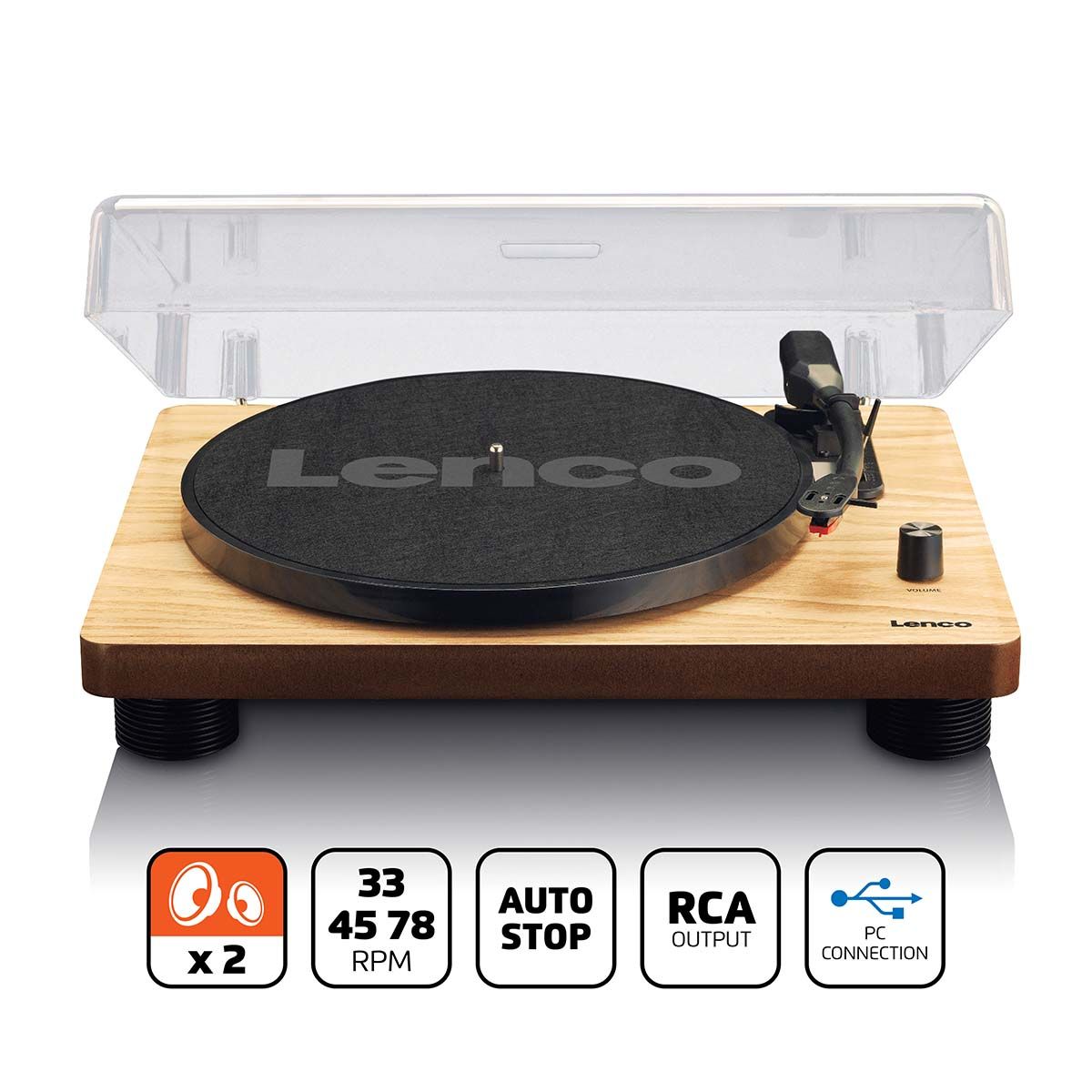 Lenco Platespiller LS-50WD - Innebygget høyttalere - 33, 45 & 78 RPM - Usb for digital konvertering - Lenco