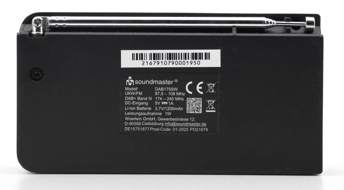 Soundmaster DAB+ Reiseradio med oppladbart Batteri og Bluetooth