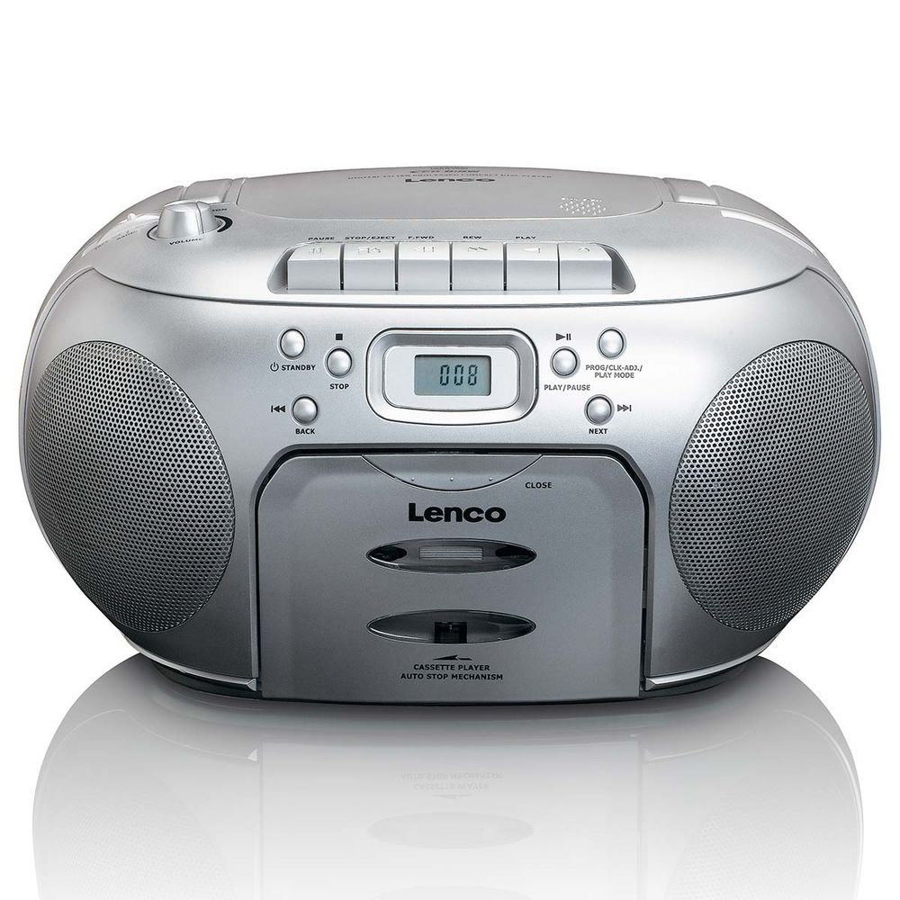 Boombox - CD - Kassettspiller - FM-radio - Sølvfarget - Lenco