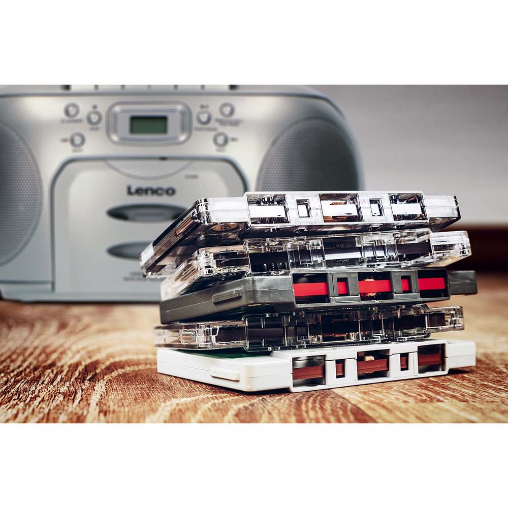 Boombox - CD - Kassettspiller - FM-radio - Sølvfarget - Lenco