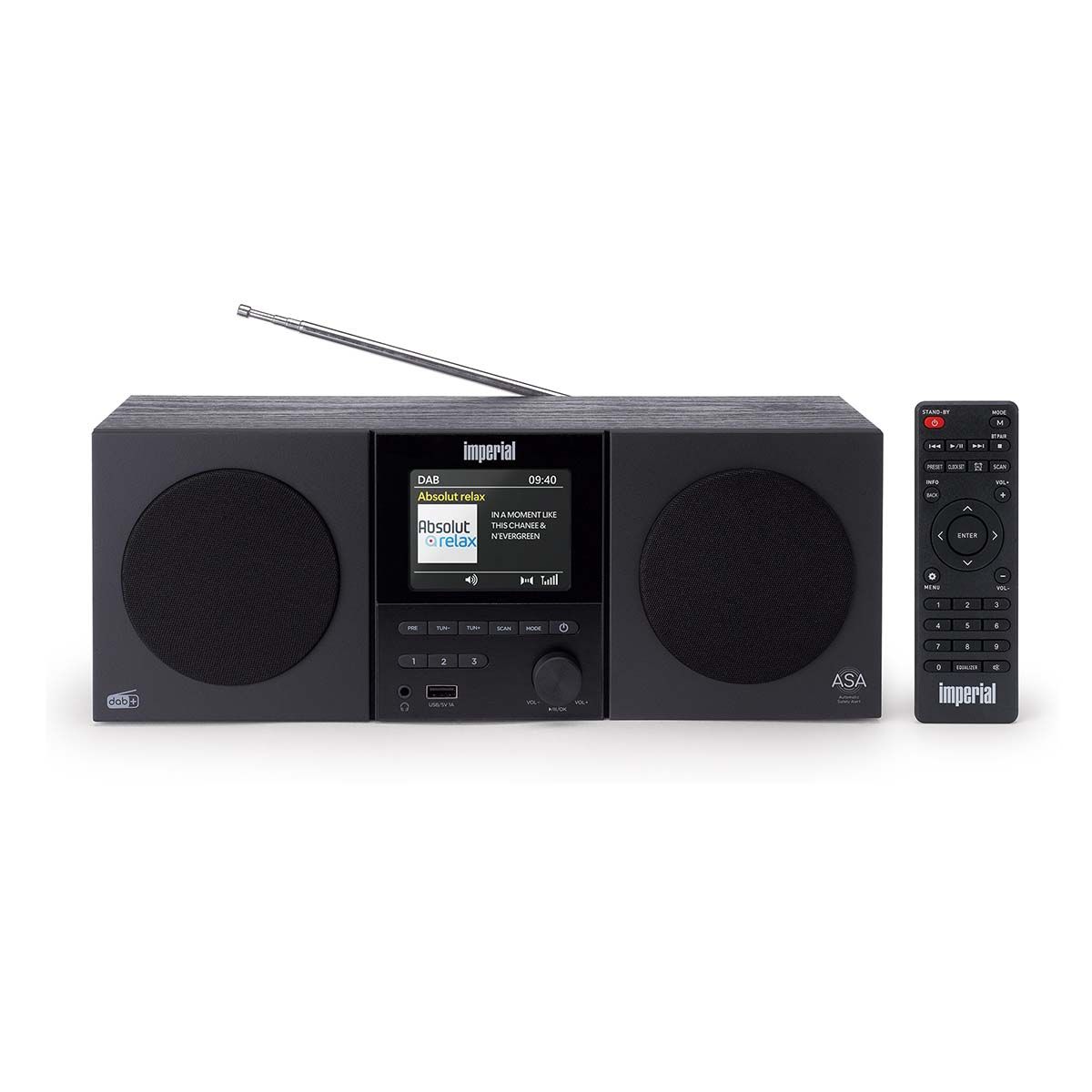 DAB+ Radio Dabman-220BK - BT V5.3 - 2x5 Watt RMS - Trekabinett - Lagre 30 stasjoner