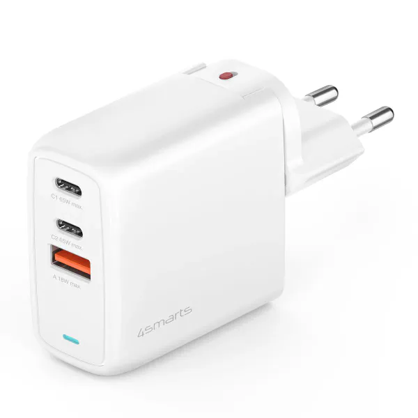 Hovedbilde Lader 65 watt - 4smarts Charger GaN Flex 65W 2 USB-C+1 ...